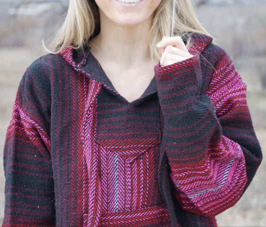 pink red baja hoodie