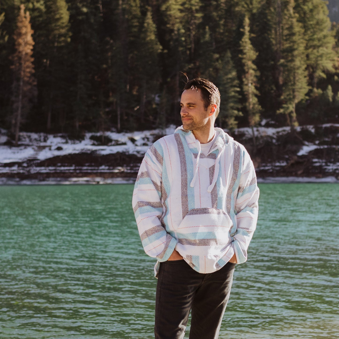 blue white drug rug baja hoodie