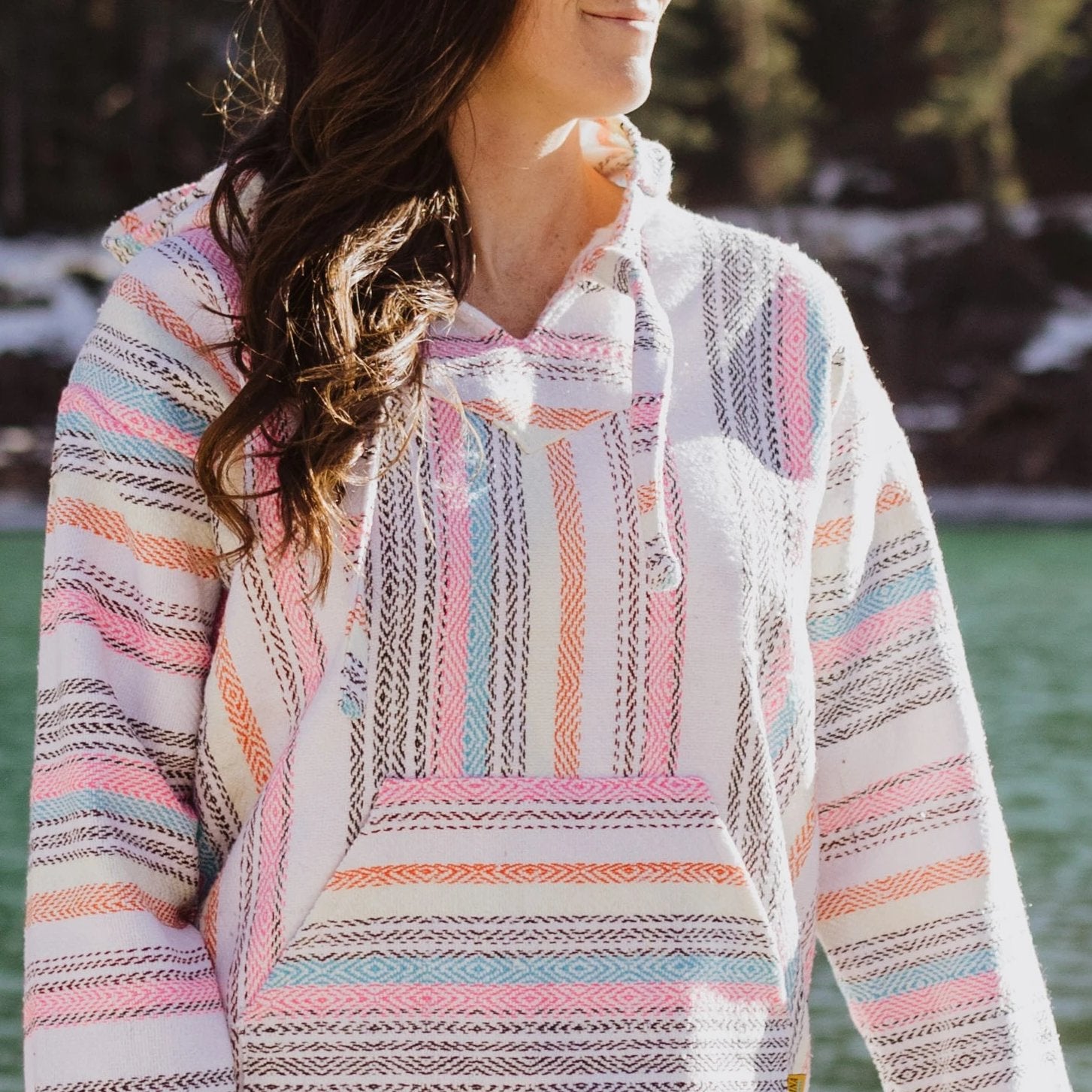 Cotton Candy Mexican Drug Rug Baja Hoodie Pullover Jerga