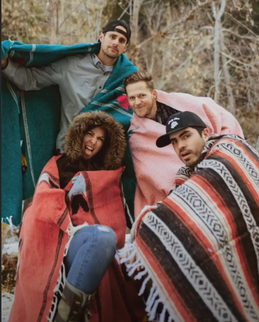 Group of friends wrapped in Mexican Blankets