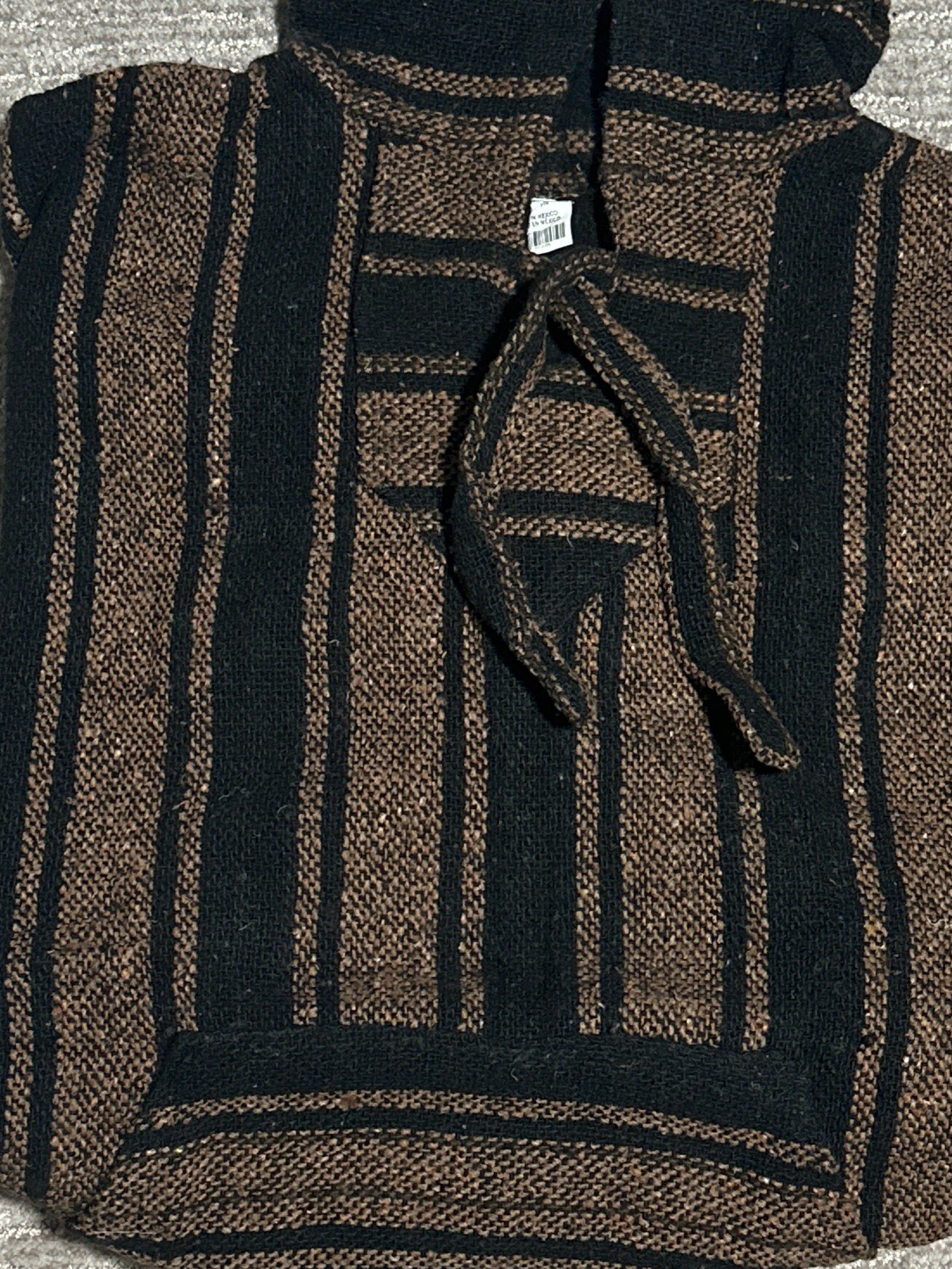 brown and black patterned baja sweater mexican hoodie