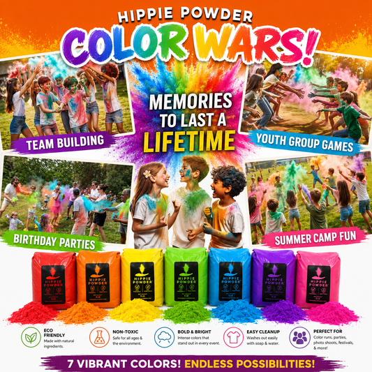 Color Run Powder 20lb Bulk Color War Pack [4 Colors x 5lbs] Washable, non-toxic Holi Powder for Schools, Camps & Festivals