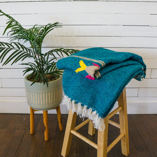 Mexican baja blanket yoga beach blanket teal
