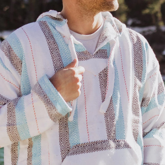 blue white drug rug baja hoodie