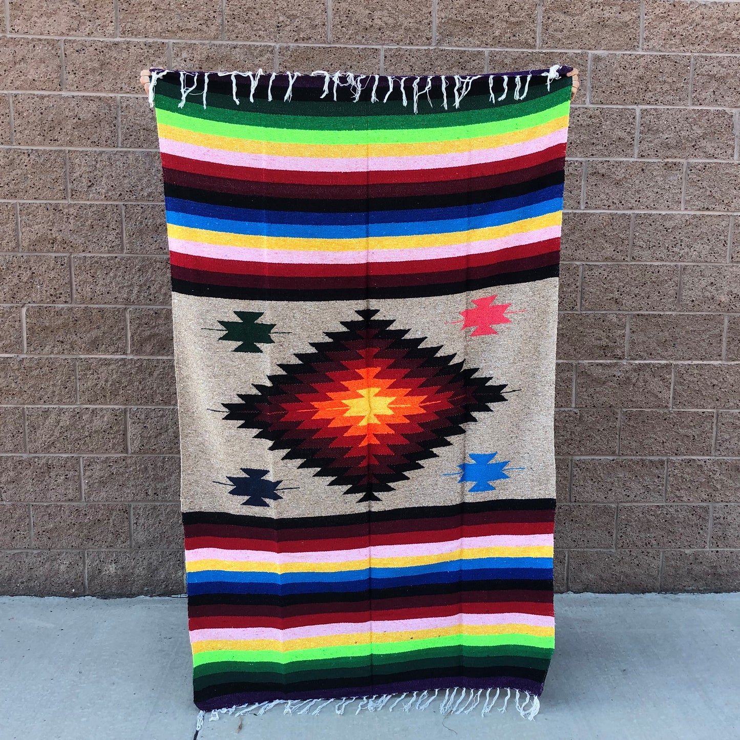 Mexican blanket extra fancy diamond blanket camping rug