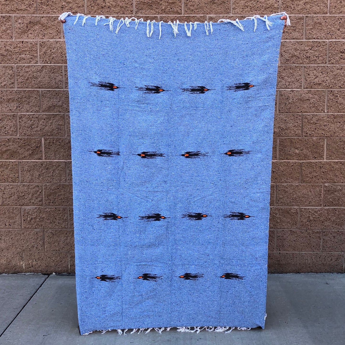 mexican baja blanket thunder bird yoga blanket blue