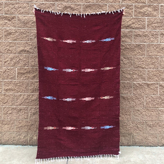 burgundy mexican blanket hand woven cozy blanket 