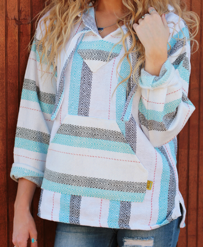Tormenta Blue Mexican Drug Rug Baja Hoodie