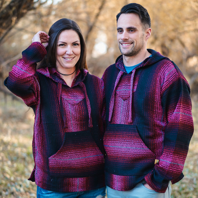 hippies Red Mexican Baja Hoodie Volcano 3XL